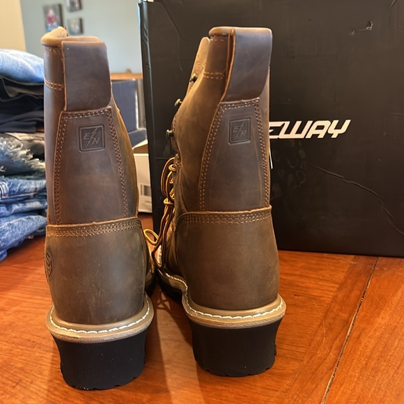 SUREWAY Men's 8 Inch Wedge Moc Toe Work Boots - Steel Toe Safety Boots